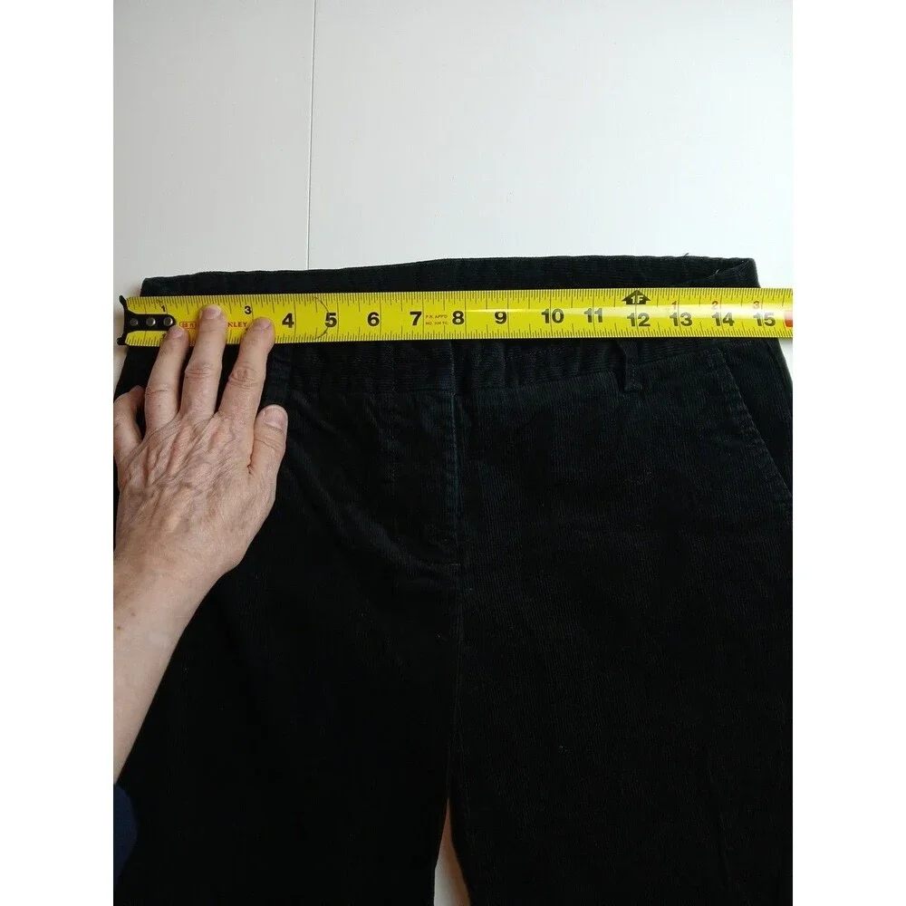 J.Crew Stretch‎ City Fit Corduroy Cuffed Black Capri Slash Pockets Size 2